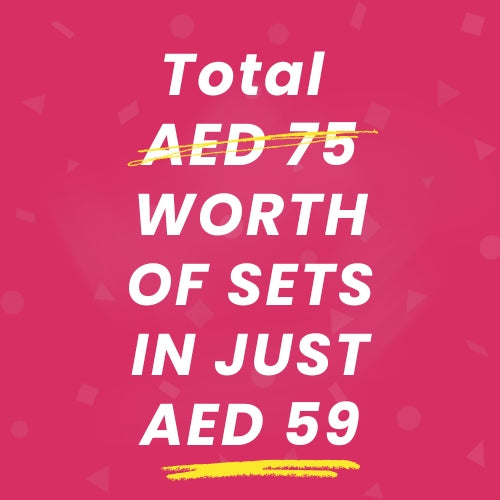 Promotional text on a pink background with white and yellow text.